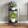 Металлическая подставка для растений в 2 яруса высотой 19,69 дюйма, многоцелевая стойка для демонстрации цветочных горшков для помещений/улицы, прочная, легкая сборка, современный стиль, черный/белый