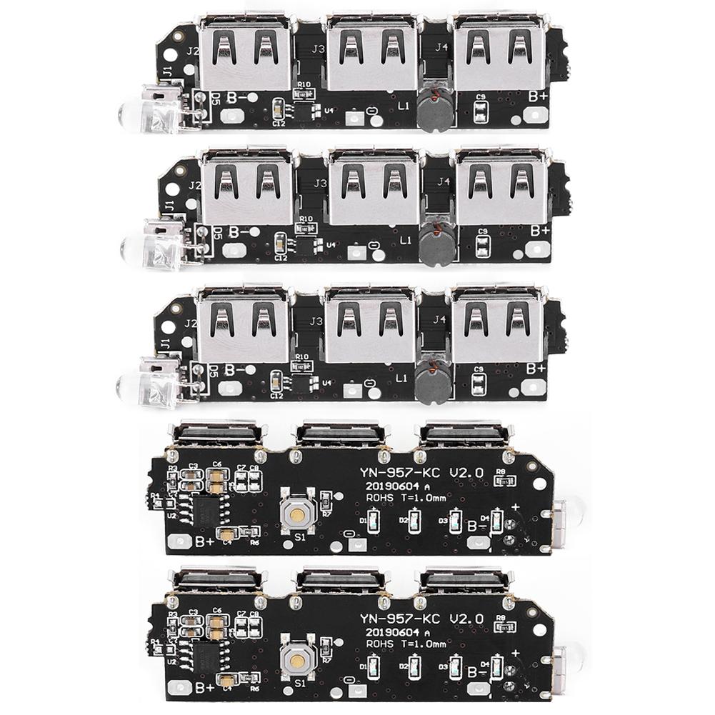 5 шт. модуль зарядного устройства Power Bank 3 USB DIY мобильная плата электронный компонент 5V2.1A