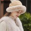 Hat Women's Winter All-match Net Red Plus Cashmere Lamb Hair Fisherman Hat Leisure Wide Brim Warm Plush Basin Hat