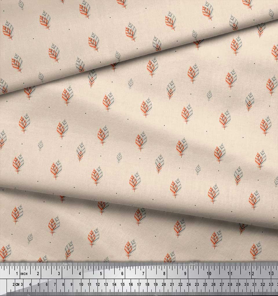 Soimoi Белая полиэстеровая креповая ткань с принтом в виде листьев на метр 42 дюйма