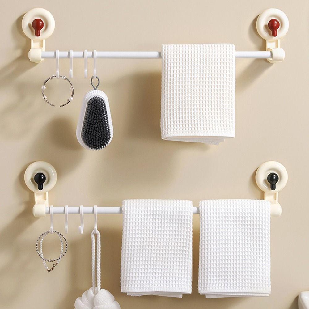 Plastic Suction Cup Towel Rack Punch Free Bath Towel Hanger Durable Single Rod Towel Rack  Toilet