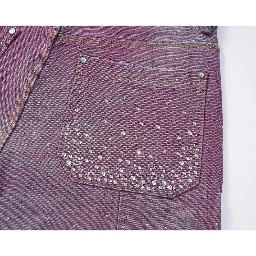 RogueWave Streetwear Мешковатые джинсовые шорты для мужчин с принтом из страз, рваные, выстиранные, короткие, повседневные, свободные, из денима, пятиточечные