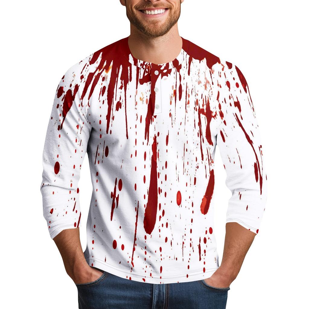 Мужской повседневный топ реглан с принтом на Хэллоуин и рукавом три четверти