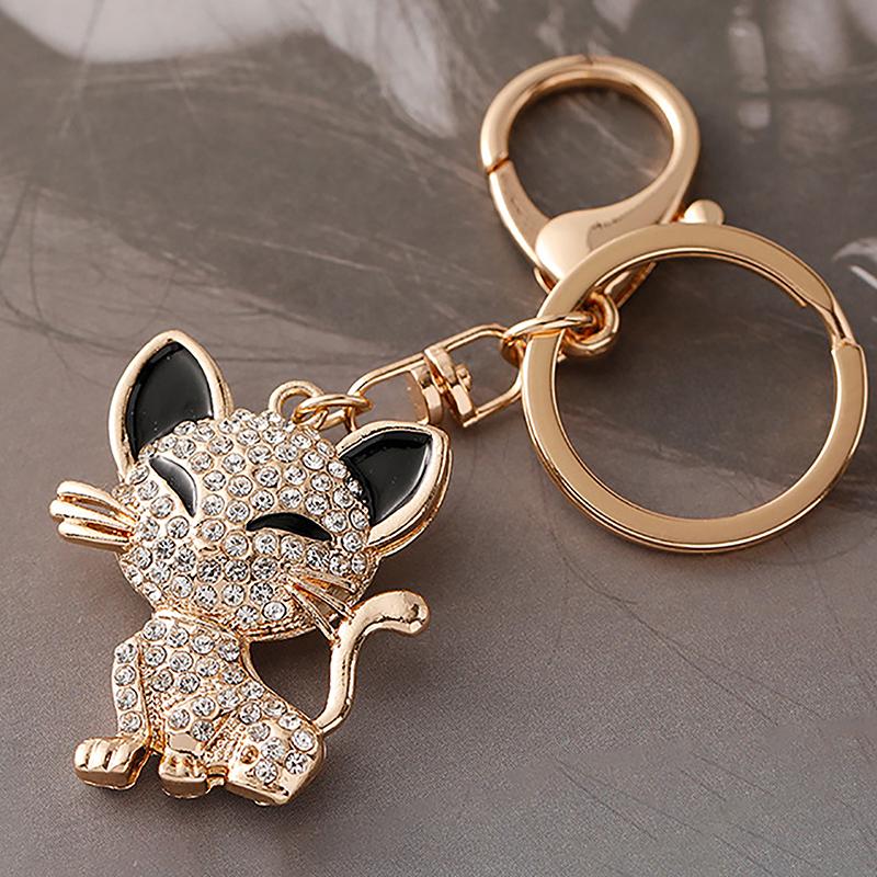 Брелок-подвеска в виде мультяшного животного-кошки с металлическим кольцом для женских сумок и автомобильных ключей, подарок на день рождения