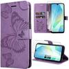 Protective Case - BOOLING - for Samsung Galaxy A16 5G/4G - Purple Butterfly Leather Effect - 2 Tempered Glasses