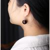 Women's small-leaf rosewood earrings s9Vintage earrings Artistic Redwood Bead Earrings in Vintage Style