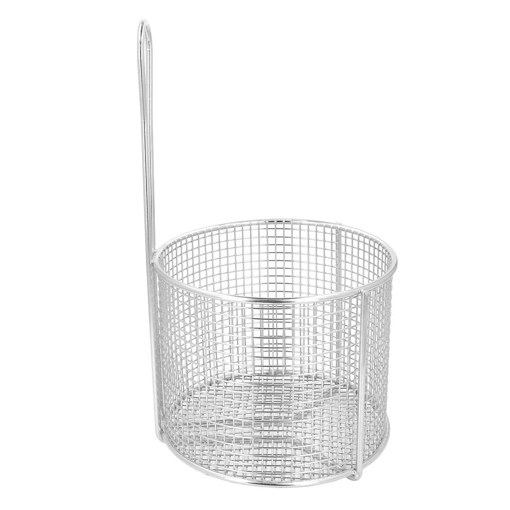 Корзина для жарки из нержавеющей стали, многоразовая круглая корзина для жарки картофеля фри с ручкой для сервировки