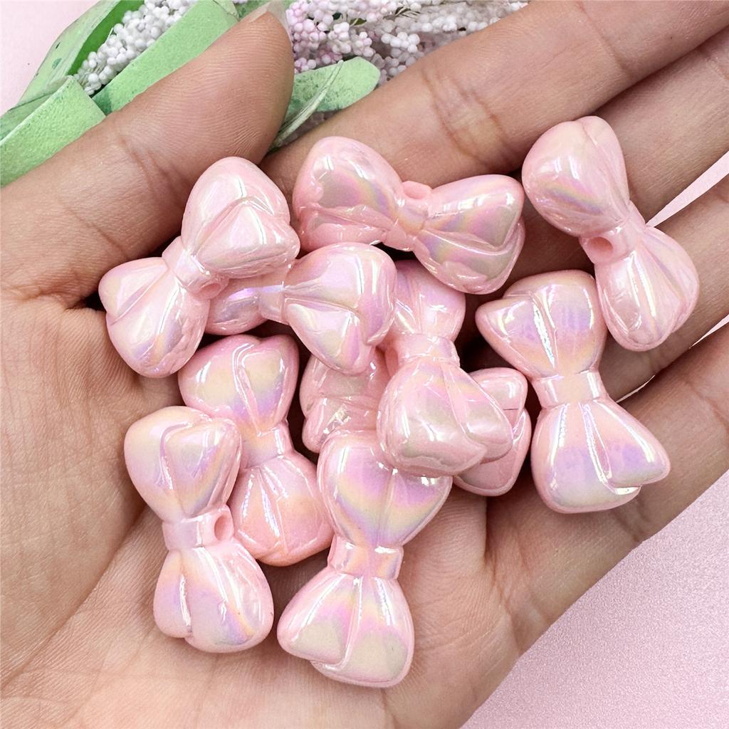 Necklace Big Bow Beads Dazzle Key Chain Making 10pcs for Bracelet 15.8*28.8mm Acrylic Beading Material Fashion Pendant Accessories
