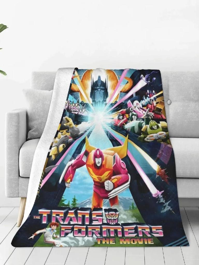 Cartoon Transformers Autobots Throw Blanket Flannel Bedspread For Couch Chair Sofa Bed Novelty Cover