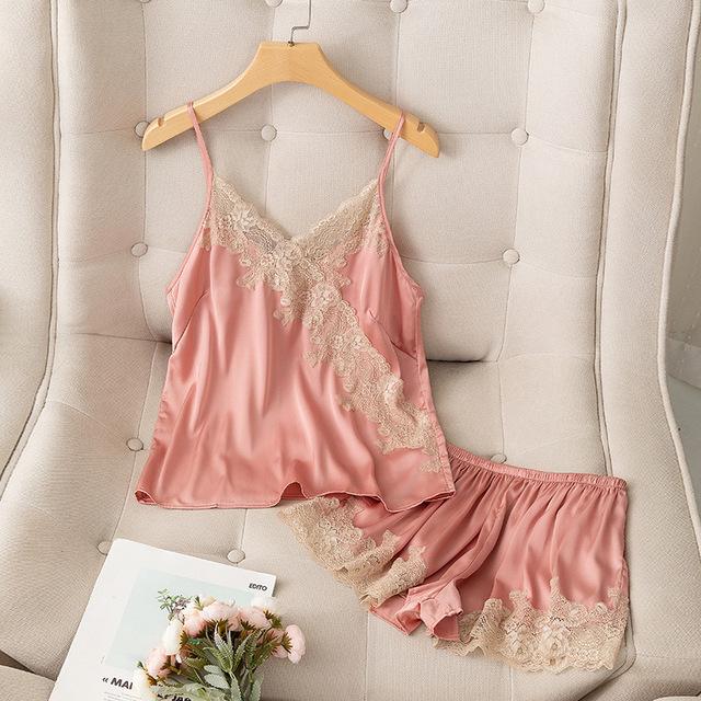 Пижамный комплект, одежда для отдыха, кружевной свадебный банный халат, шорты, костюм, сексуальная женская одежда для сна, летние атласные пижамы, домашняя одежда