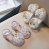 Летние детские сандалии для девочек Новые роскошные сандалии принцессы с бантом Повседневные свадебные сандалии Модные детские сандалии на плоской подошве Закрытые носки