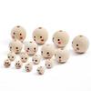 10pcs-60pcs Smile Face Painting Round Natural Wood 10mm 12mm 20mm 25mm Loose Beads for DIY Crafts Woodcraft Jewelry Bracelet Making Accessories