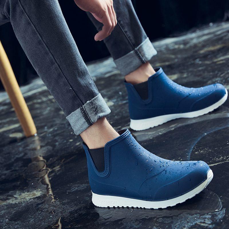 Fashion Rain Shoes Men Wear Non-slip Rain Boots Soft Sole Non-slip Kitchen Rubber Shoes Outdoor Fishing Waterproof Shoes Men