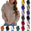 Женская мода однотонный капюшон с завязками на длинные рукава свободный пуловер свитшот топ