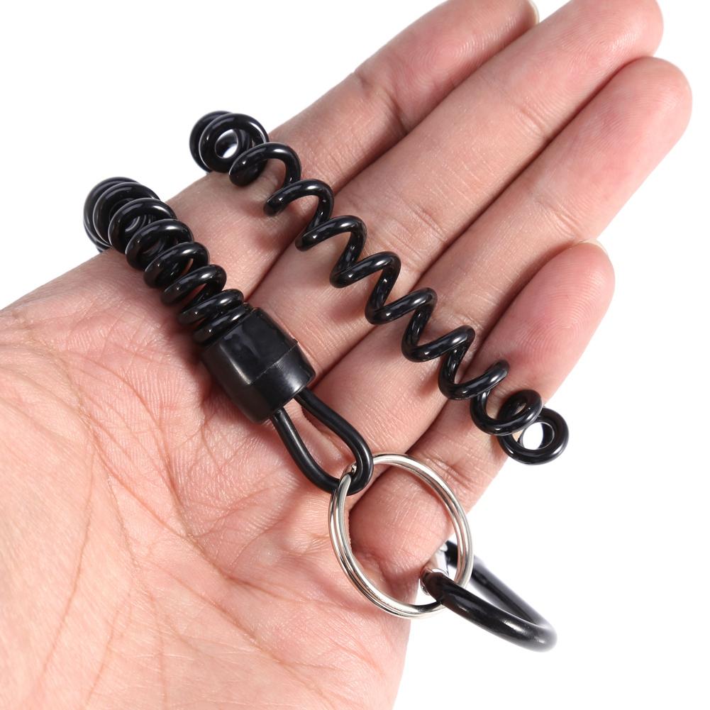 5Pcs Retractable Fishing Lanyards Boating Ropes With Buckle Tackle Secure Accessories Black