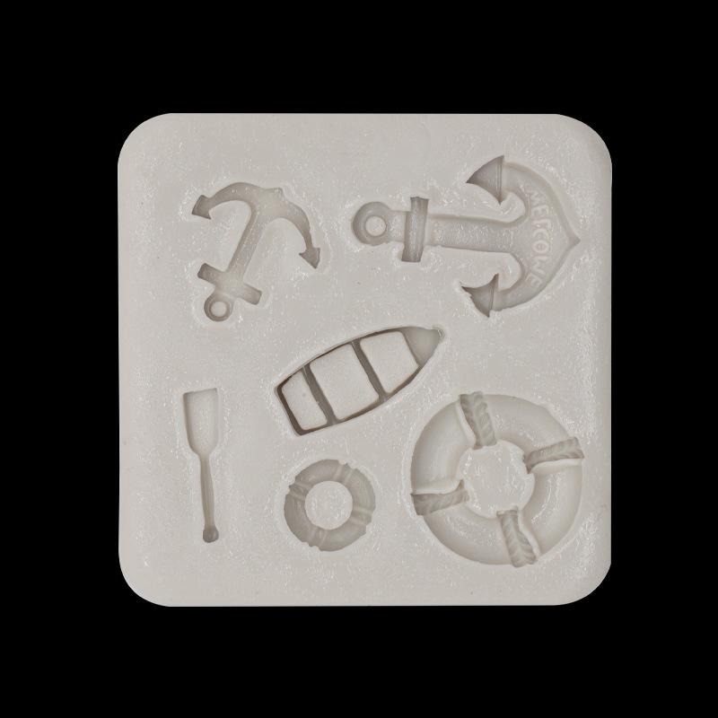 Fondant Waffle Cookie & Chocolate Mold - Heart, Star, Ship Anchor Ocean Theme Silicone Plaster Mold