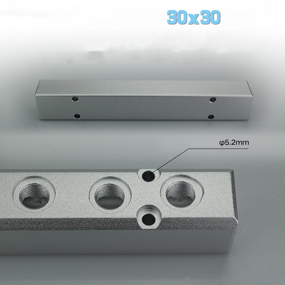 Пневматический алюминиевый коллекторный блок-распределитель BSP 1/2" В G1/4" Выход 2 3 4 5 6 7 8 9 10 направлений 30x30 мм
