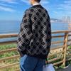 Мужская одежда Пальто с V-образным вырезом Вязаные свитера в клетку для мужчин Черная куртка Кардиган X Fun Осень Зима Уличный корейский стиль свитер Пальто