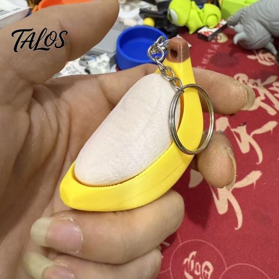 Брелок-подвеска Fidget Toy «Толкай-тяни», Банан с кожурой для снятия стресса с утолщенным кольцом из нержавеющей стали, Портативный для ключей, рюкзаков, школьных сумок