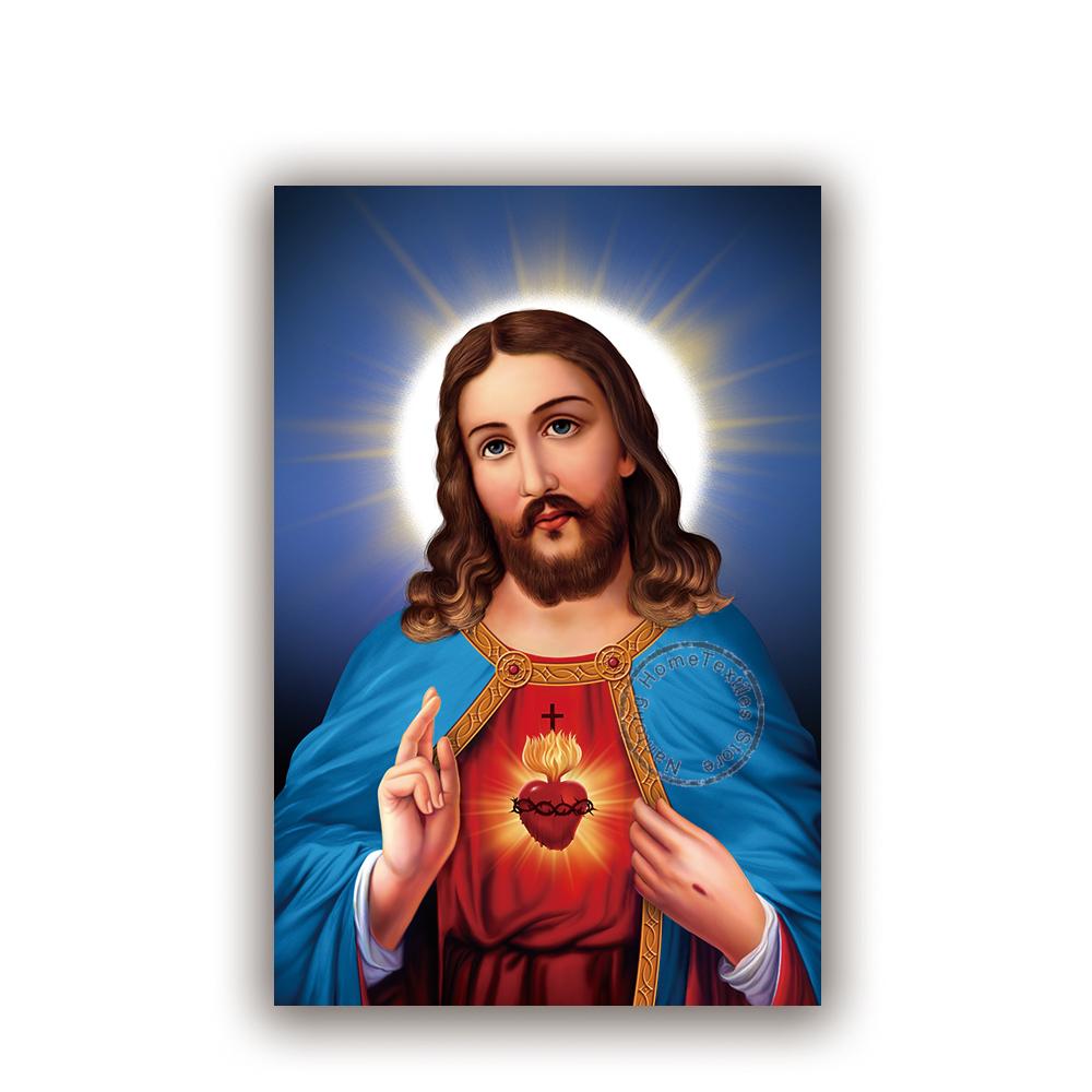Христос Иисус Холст Картина Религиозный постер Священное Сердце Иисуса Настенная живопись Плакаты и принты Настенный постер Домашний декор