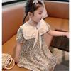 Summer Floral Princess Dress - Short-Sleeved Korean Lapel Style for Girls