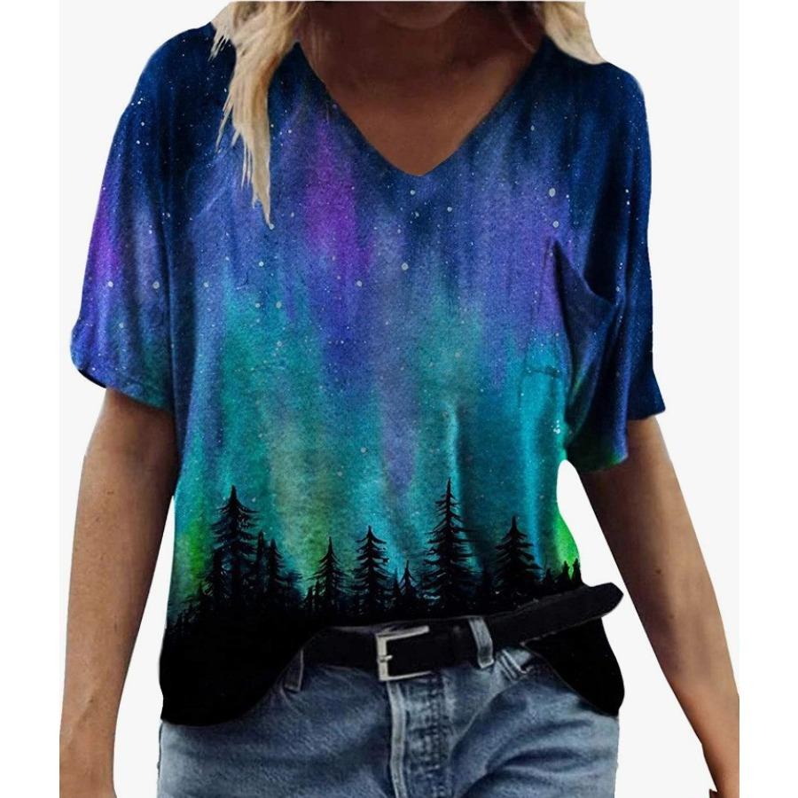Women 3D Printed T Shirt Casual Summer Outfit Floral V Neck Tops Sportwear Short Sleeve T Shirts