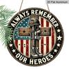 2D Flat, 1pc 7.87 Round Metal Sign | Patriotic Army Boots & Cross Iron Wall Art | Vintage Style, Wall Hanging, Suitable for Indoor & Outdoor Use in