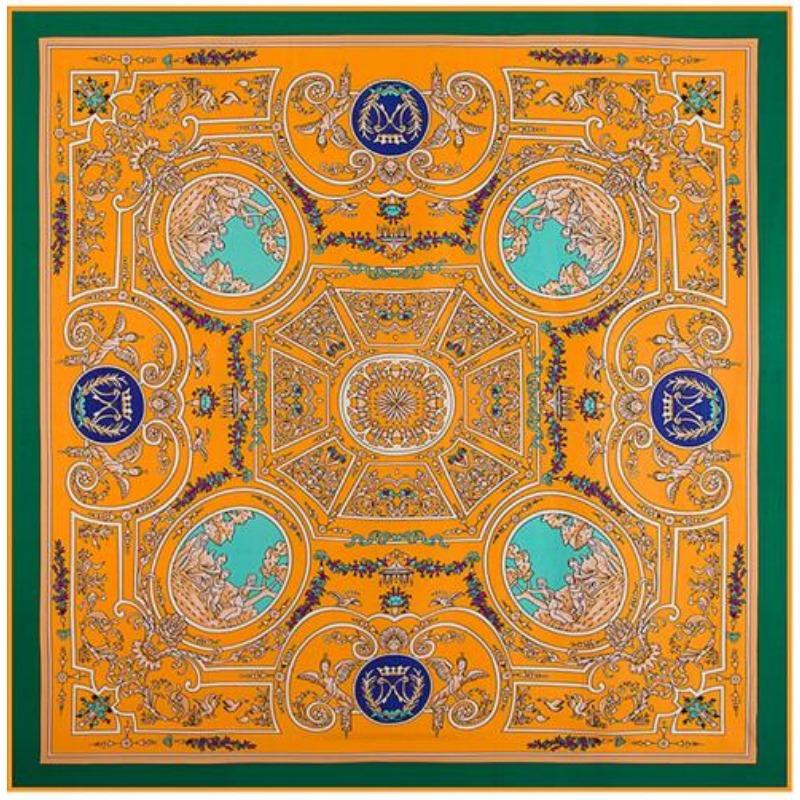100% Silk Twill Luxury Brand Silk Scarf For Women, New Fashion Large Square Scarves Headband Maze Paisley Print Shawl Hijab