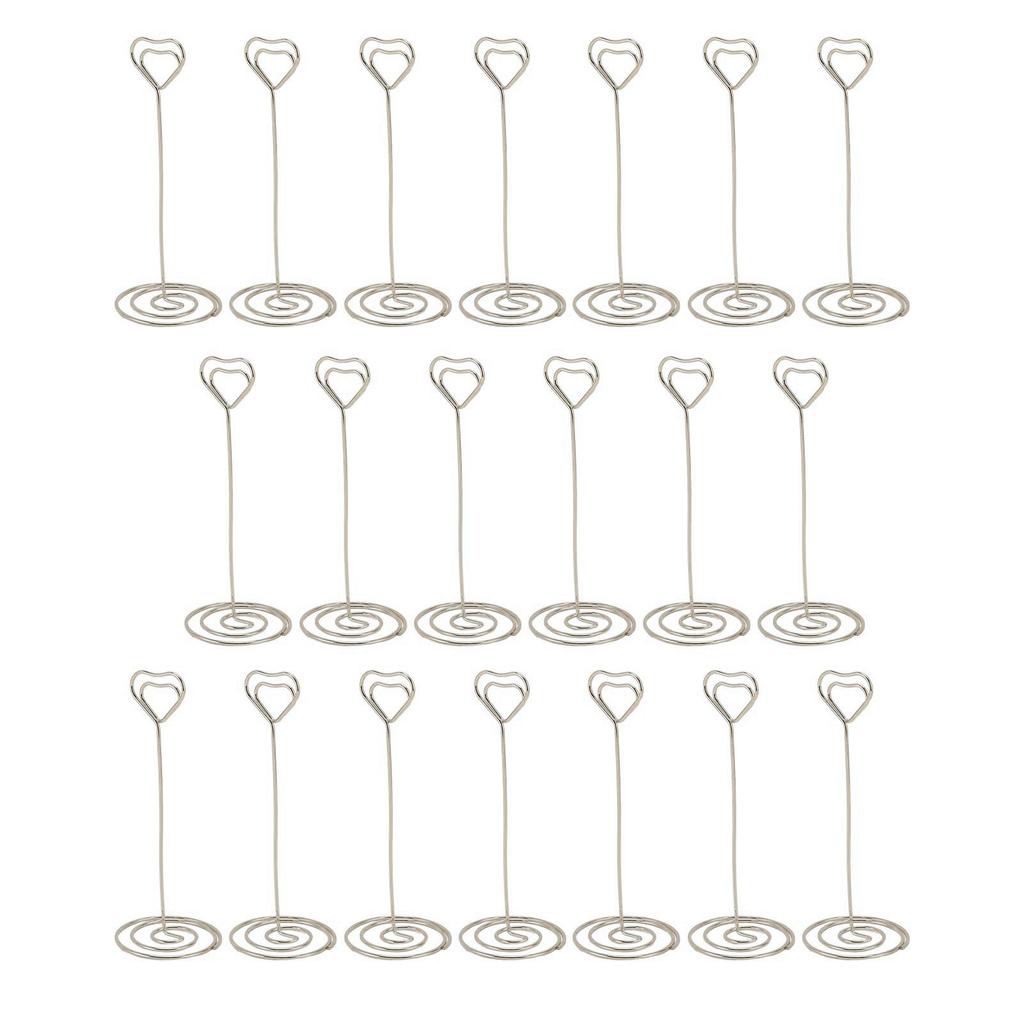 20 шт. держатель для номера стола 15 см в форме сердца держатель для карточки с местом для записей зажим для фотографий серебристый