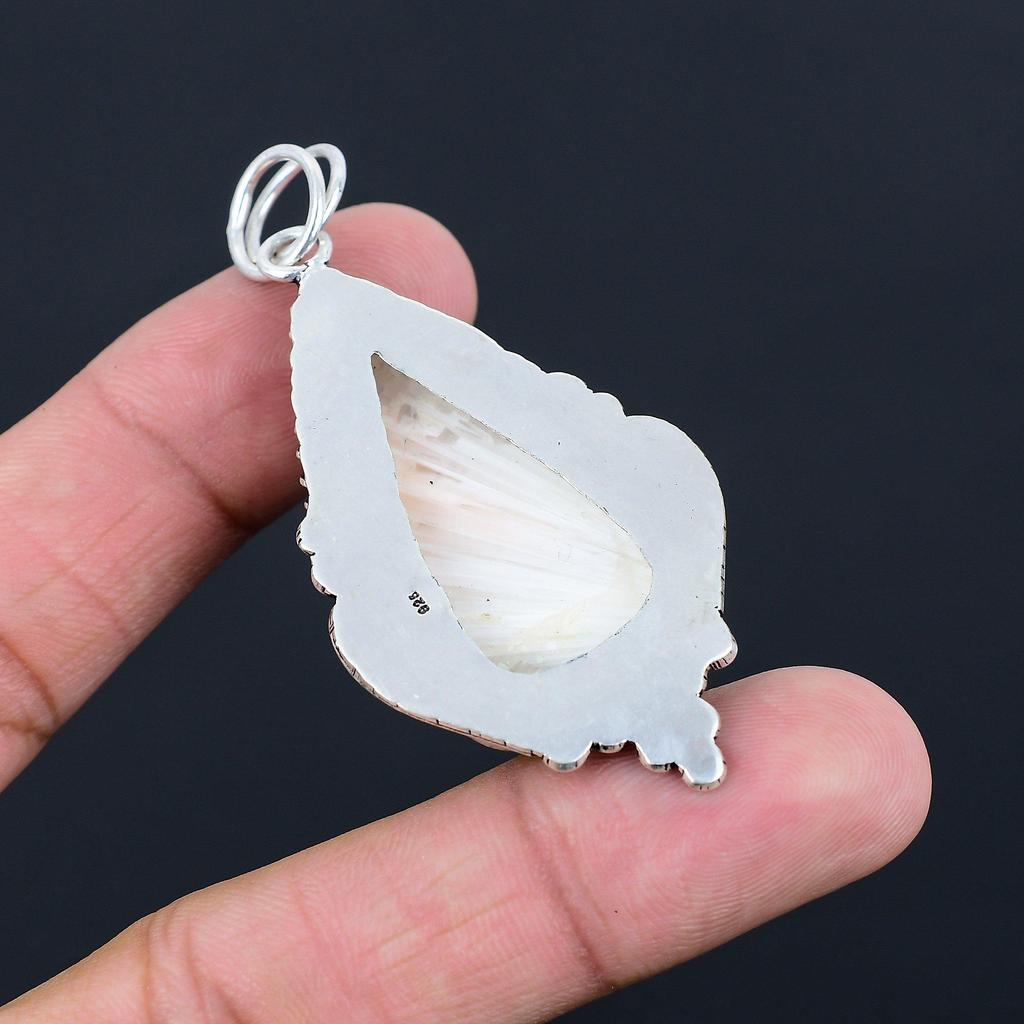 Scolecite Stone Sterling Silver Anniversary Engagement Elegant Pendant Jewelry