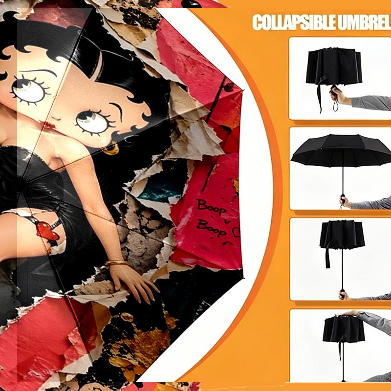 Betty Boop Print Umbrella Automatic Opening/ Closing - Portable Foldable Design - Daily use for Travel/Outdoor - Gift for Birthday