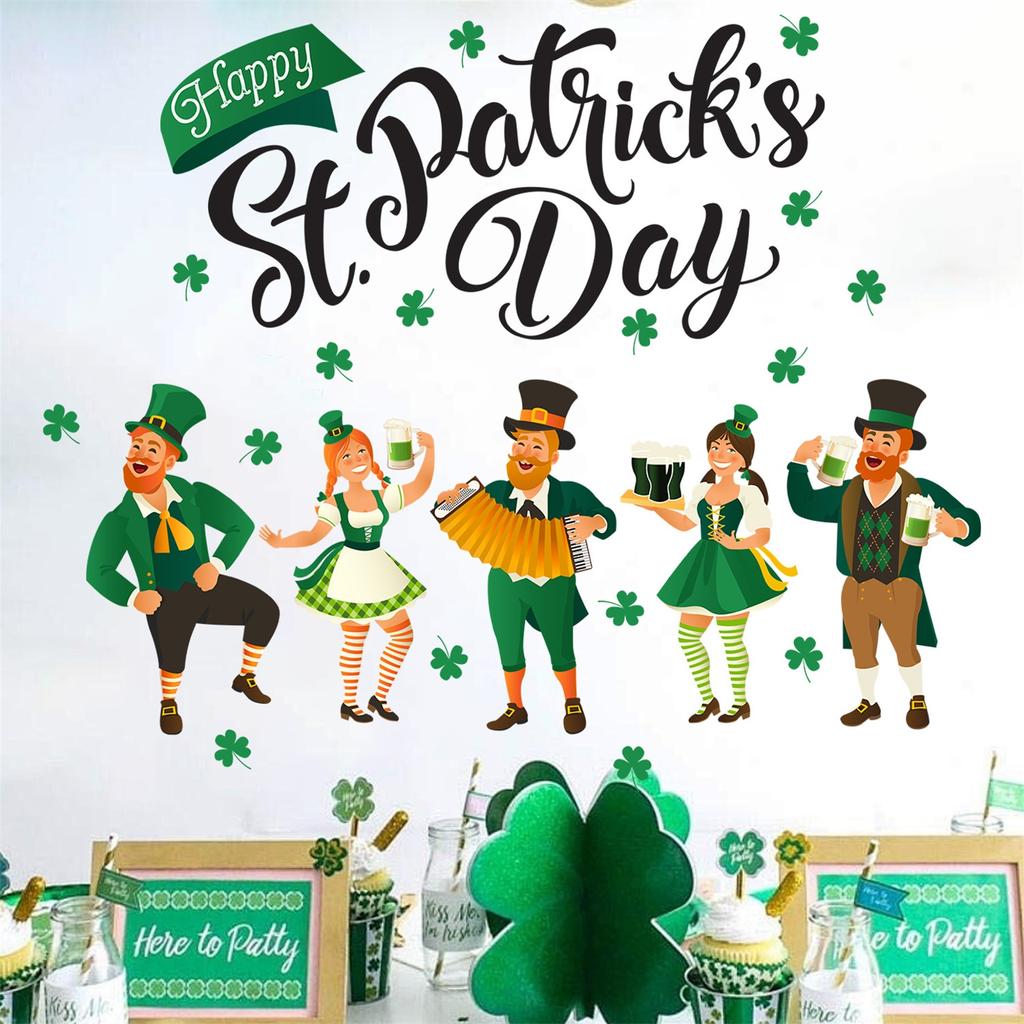 St. Patrick's Day Hat Wall Stickers Suitable for Bedroom Living Room Festive Atmosphere Decoration Stickers