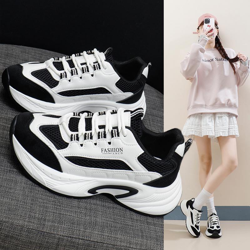 Повседневные женские туфли Dad Shoes на толстой платформе, нескользящие кроссовки для ходьбы со шнуровкой, удобные теннисные кроссовки, женские легкие дышащие кроссовки для бега