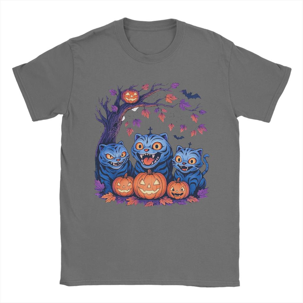 Men Spooky Huntrix Halloween Derpy Tiger T Shirt Pure Cotton Tops Novelty Short Sleeve Round Neck Tees Summer T-Shirts