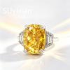 925 Sterling Silver Fashion Luxury Ice Flower Cut Square Crystal Zircon Ring, Birthday Anniversary Wedding Party Gift