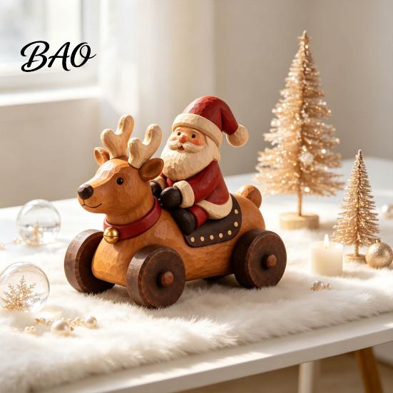 Xmas Party Table Centerpieces Christmas Santa Claus And Reindeer Figurine, Resin Elk Car Ornament, Retro Collectable Ornaments Style Desktop