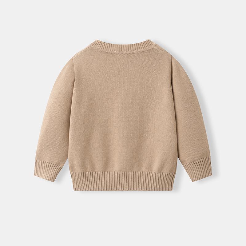 Детский вязаный кардиган с V-образным вырезом на весну и осень - Школьный стиль для мальчиков и девочек, хлопковая верхняя одежда