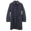 Made In Japan Check Pattern Stainless Collar Coat Women Used