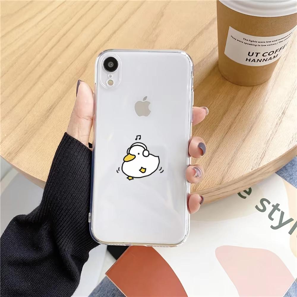 Смешной чехол для телефона с уткой для iPhone 16 15 14 13 12 11 Pro Max XS X XR 7 8 SE Прозрачная крышка Funda