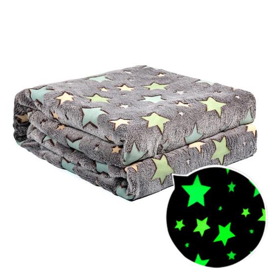 Двухстороннее фланелевое светящееся одеяло со звездами, луной и динозаврами, светящееся в темноте одеяло, термоодеяло