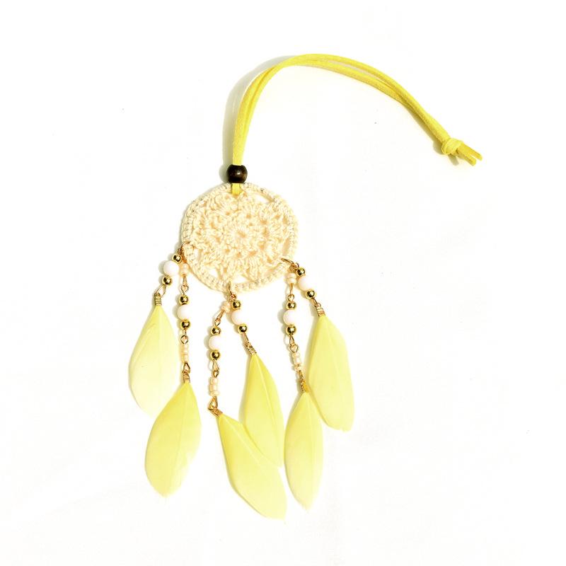 Wind Chime Feather Dream Catcher Pendant - Handcrafted Ornament for Home & Car Decor M291