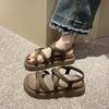 Open-toed Sandals Women's Summer New Versatile Niche Retro Muffin Bottom Thick-soled One-pedal Roman Shoes Women