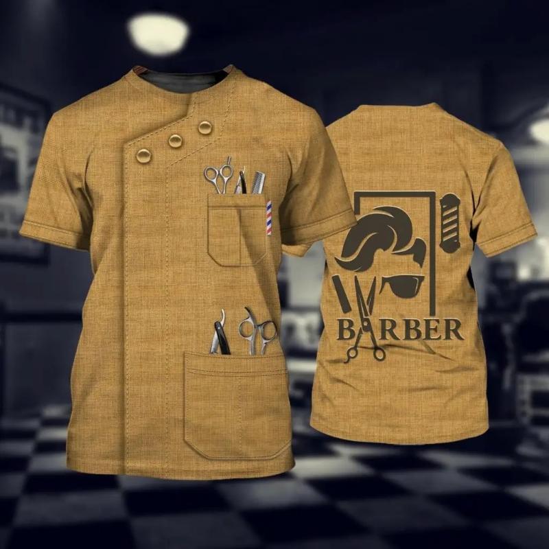 Модная новая мужская футболка парикмахера с индивидуальным дизайном, уличный элемент, круглый вырез, большой размер, удобный топ с коротким рукавом