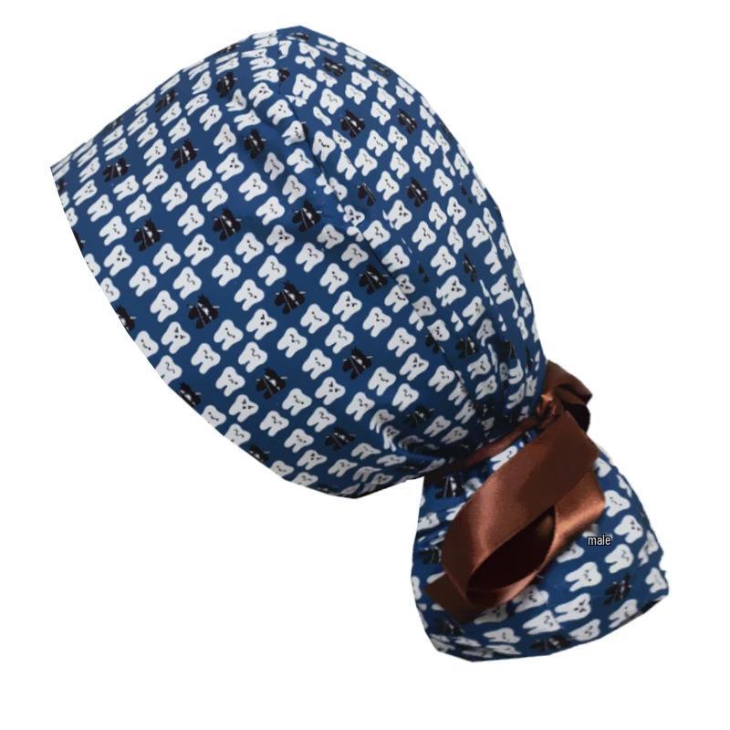 Хлопчатобумажный колпак с мультяшным принтом и сборками для женщин-врачей и медсестер