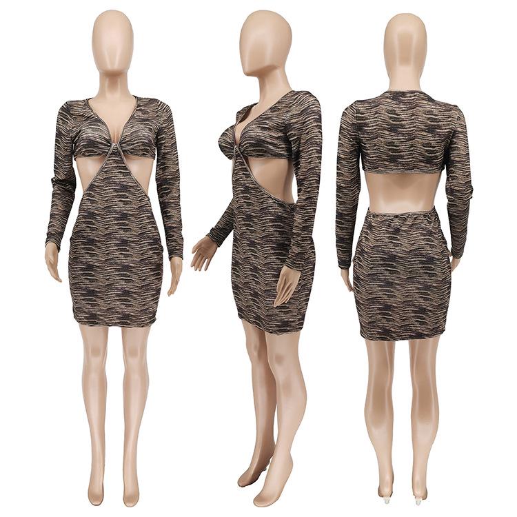 JH5906 Женское сексуальное платье в европейском и американском стиле с V-образным вырезом и длинными рукавами в рубчик