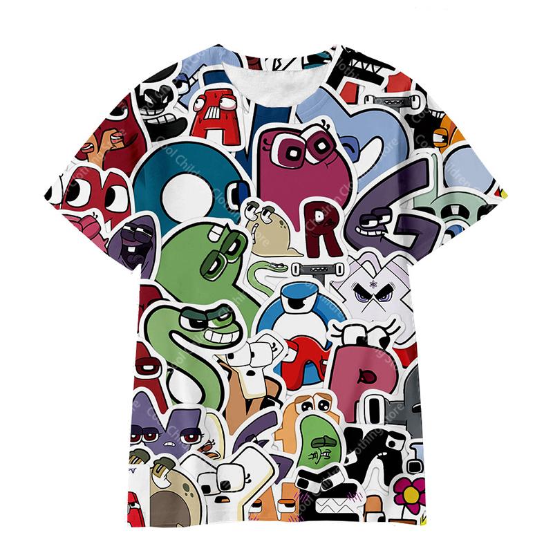 Funny TShirts Cartoon Game Alphabet Lore 3D Print Streetwear Boys Girls Casual Fashion Oversized T Shirt Kids Boy Girl Tees Tops