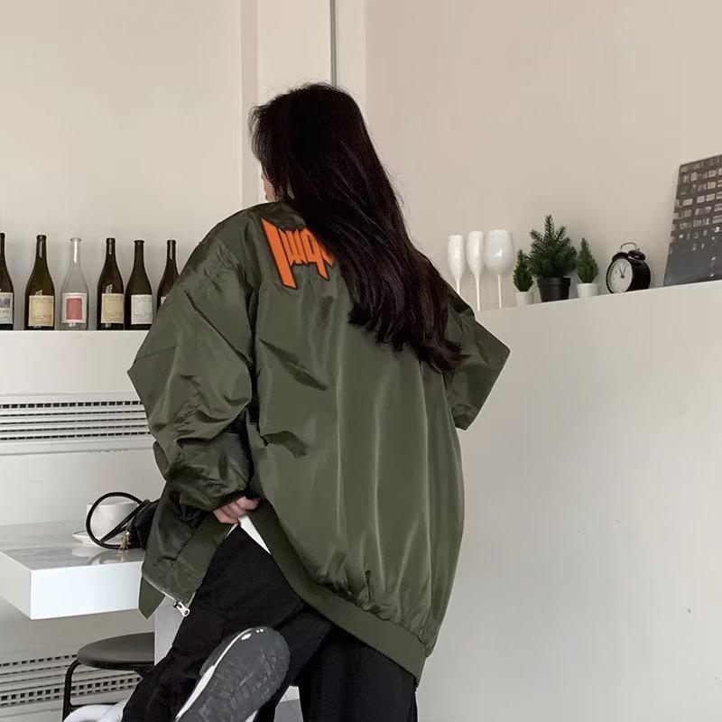 Женская бейсбольная куртка Harajuku, весна/осень, цвет милитари-зеленый, стиль американской пары, модный гонконгский нишевый дизайн.