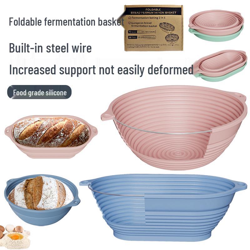 Складная силиконовая корзина для ферментации хлеба со стальной проволокой для выпечки в высокотемпературной духовке