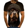Summer Round Neck 3D Pet Dog Print Top Fashionable Casual Short Sleeved Men's T-shirts