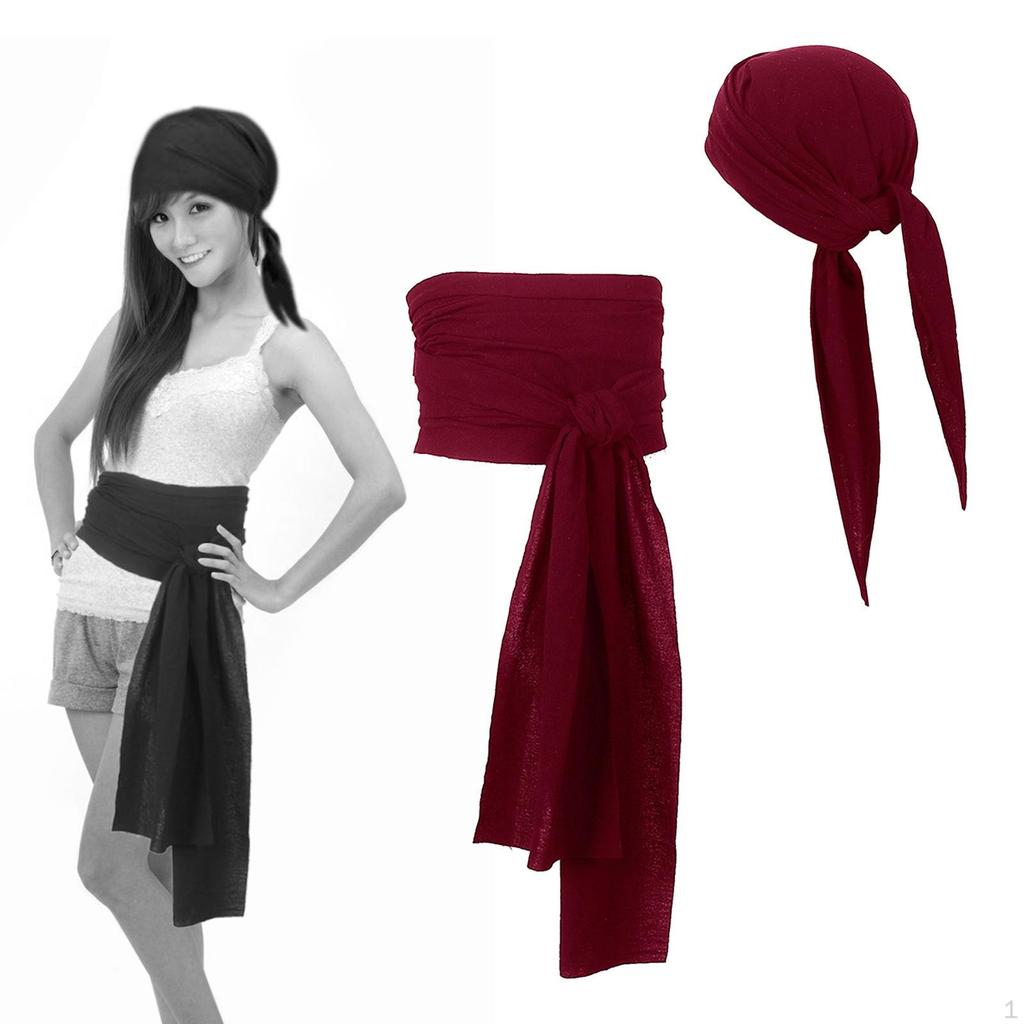 Pirate Head Scarf Hat Accessories Headband Sash Belt for Photo Props